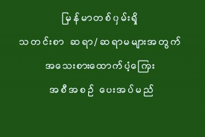 ျမန္မာတစ္၀ွမ္းရွိ သတင္းစာ ဆရာ/ဆရာမမ်ားအတြက္ အေသးစားေထာက္ပံ့ေၾကး အစီအစဥ္