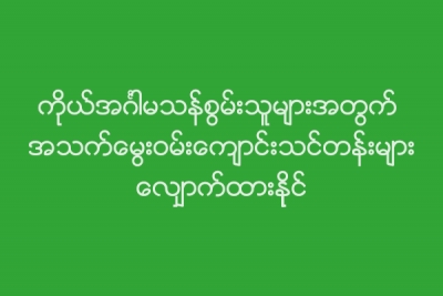 ကိုယ္အဂၤါမသန္စြမ္းသူမ်ားအတြက္ အသက္ေမြးဝမ္းေက်ာင္းသင္တန္းမ်ား ေလၽွာက္ထားနိုင္